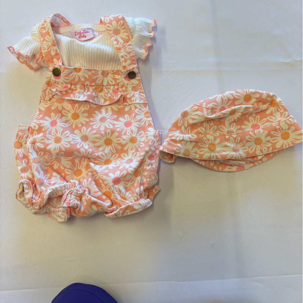Little Lass Orange Floral Diaper Cover Set